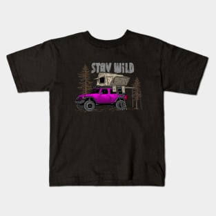 Stay Wild Jeep Camp - Adventure Pink Jeep Camp Stay Wild for Outdoor Jeep enthusiasts Kids T-Shirt